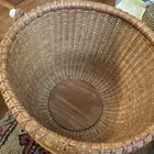 Vintage Large Round Nantucket Style Basket With Swing Handle 8 25 Dia 7   tall