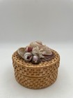 Small Vintage Wicker Basket With Shells On The Lid