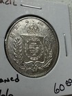 1866 Brazil 1000 Reis Silver Coin Cleaned