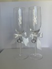 Pair Of Sweetheart Heart Toasting Champagne Glasses For Wedding Bride And Groom