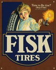 Vintage Fisk Tires Gas Oil Banner Sign   Time To Re-tire  Boy Petroliana 3  X 2 