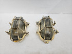 Set Of 2 Vintage Brass Oval Bulkhead Lights     Dual-mount Nautical Fixtures