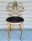 Vintage Hollywood Regency Style Gold  Iron Metal Boudoir Chair Art  Nouveau Glam