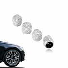 Crystal Rhinestone Tire Valve Stem Caps  White  4 Pack  Universal Fit For
