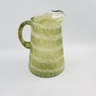 Vintage Mcm Spaghetti String Light Green Glass Pitcher 9    1950s 