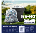 Heavy Duty 1 5 Mil 55-60 Gallon Trash Bags     Clear Garbage Can Liners 38    X 58   