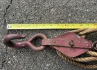 Vintage 5 Sheave Block   Tackle Double   Triple Pulley Steel Hooks Rope System 