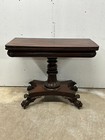 Antique  Empire Federal Game Card Console Table 1830 Carved Mahogany Paw