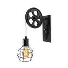 Rustic Farmhouse Wall Sconce With Metal Iron Cage   Vintage Wood 1 Pack Black