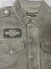 Mens New Large Harley Davidson Military Style  Dark Olive Green Denim Jacket