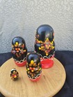 Vintage Hand Painted Russian Matryoshka 4 Piece Set 7     Nesting Dolls  Signed