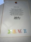 Vintage Rare Apple Computer Raibow Five Year Employee Award Certificate 80s