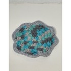 Handmade Crochet Washcloth Dish Washing Scrubbies Knit Gray Blue White
