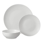 Glazed White Stoneware Dinnerware Set 12-pc Includes Dinner   Salad Plates Bowls