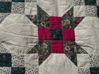 Handmade Patchwork Quilt Cream Green Pink Floral Cotton Vintage Retro Bedding