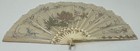 Antique  White Lace Hand Fan Bone Spokes Victorian Style Flowers