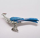 Roadrunner Bird Pin Silver Tone Painted Wildlife Southwestern Badge Vintage