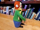 Very Nice Vintage  Schuco Wind Up  Dancing Green Dressed Clown With Violin   2