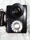 Authentic Antique Automatic Rotary Wall Black Metal Telephone