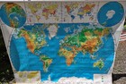 Vintage Nystrom Pull-down School World Maps 