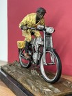 Bronze Bike Sculpture Man Bicycle Cyclist Statue Marble Decor Sport Art Gift