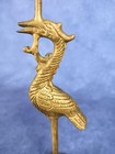 Pair Of Antique Japanese Solid Brass Cranes Standing On Turtles Candle Holders