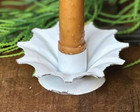 New Shabby White Flower Taper Candle Holder 3 5  Wide Metal Chippy Cottage Chic