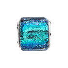 Blue Dichroic Glass Bead  925 Sterling Silver Antique Finish Reflection Beads