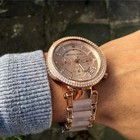 Michael Kors Parker Mk5896 Rose Gold-tone Blush Acetate Bracelet Women s Watch