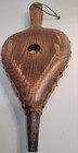 Vintage Wooden Fireplace Bellows Wood Leather Copper Tip Etched Flames 18 5 