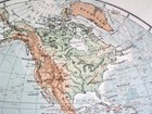1935 Vintage Physical Map Of The World Globes America Africa Asia Europe