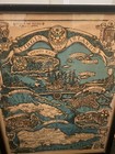 22 x17  Virgin Islands Framed Map - 1966 Usa Mid-century Litho