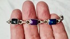 Taxco Sterling Silver Multicolor Stone Link Bracelet Mexico 925 7 25in 17 8g