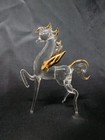 Small Clear Glass Flying Horse Figurine Gold Wings Pegasus Figure Horses New