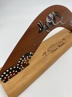 Australia Down - Under Boomerang Art Hand Painted Wood w Display Stand