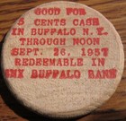 1957 Buffalo  Ny 125th Anniversary Wooden Nickel - Token New York