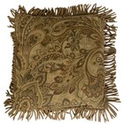 Luxury Borgata Long Rope Fringe Tan Paisley Tapestry Decorative Pillow 15   
