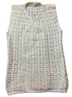 Vintage 70s Ivory Cream Grannycore Chunky Knit Handmade Cardigan Sweater Vest S