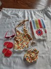 American Girl Doll Julie s Swim Set Outfit Retired Bathing Suit Towel Flip Flops