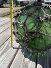 Vintage Large Japanese Hand Blown Green Glass Fishing Float Buoy Ball W net 12 