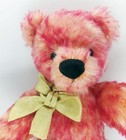 Bright Pink Mohair Teddy Bear Jointed 14  Ooak Mottled Pink   Cream Xclnt Vntg 