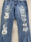 Wax Jean Jeans Womens 7 High Rise Skinny Distressed Stretch Ripped Medium Wash