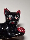 Vintage Black Ceramic Kitty Cat Figurine 2 25  Tall