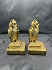 Vintage Cast Brass Owl Figurine Sculpture Bookends Mid-century Modern 1950 s