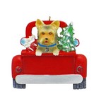 Yorkshire Terrier  In Red Pickup Truck Personalized Christmas Dog Ornament 