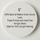 6  Stretched Blank White Round Circle Painting Canvas 100  Cotton  4 Pack 