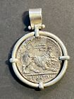 Goddess Athena   Lion Didrachm Ancient Greek Coin Pendant - 0 447 Oz Silver