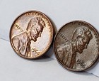 1966 Lincoln Memorial Cent Error Coin Lot  2      Struck Through Mint Errors Bu au