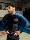 Fuji Oni Samurai Flex Lite Mens Mma Bjj Jiu Jitsu Longsleeve Ls Rashguard - Blue