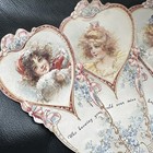 Vintage Folding Fan Card Old Print Factory 1992 Victorian Girls